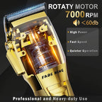FADEKING® Professional Hair Clippers & Beard Trimmer Set for Men – Cordless Barber Clippers with LCD Display, Precision Trimmer & Travel Case – Gifts for Men Husband Father (Gold + Bronze)