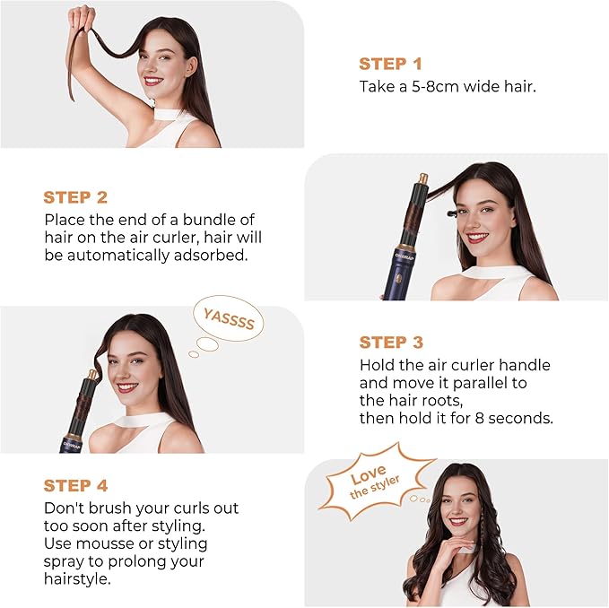 6 in ONE Blow Dryer Brush,Air Curling Iron
