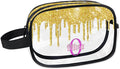 Personalized Clear Makeup Bag with Name, Transparent Travel Cosmetic Bag for Women, Friends, Mother's Day, Bridesmaid, Bride, Wedding, Graduation, Yellow Glitters Water Fluid Shape Sequins