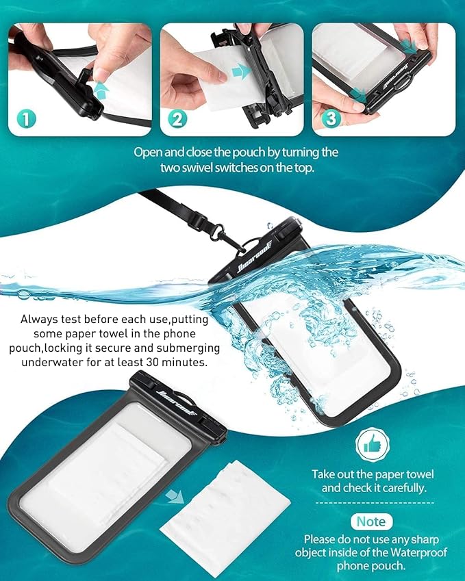 Hiearcool Waterproof Phone Pouch, Universal Waterproof Phone Case Dry Bag - Image 5
