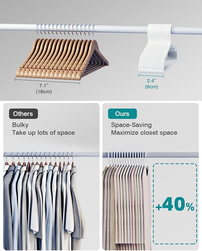 100 Pack Clothes Hangers, Non Slip Plastic Coat Hangers, Space Saving Hangers - Image 3