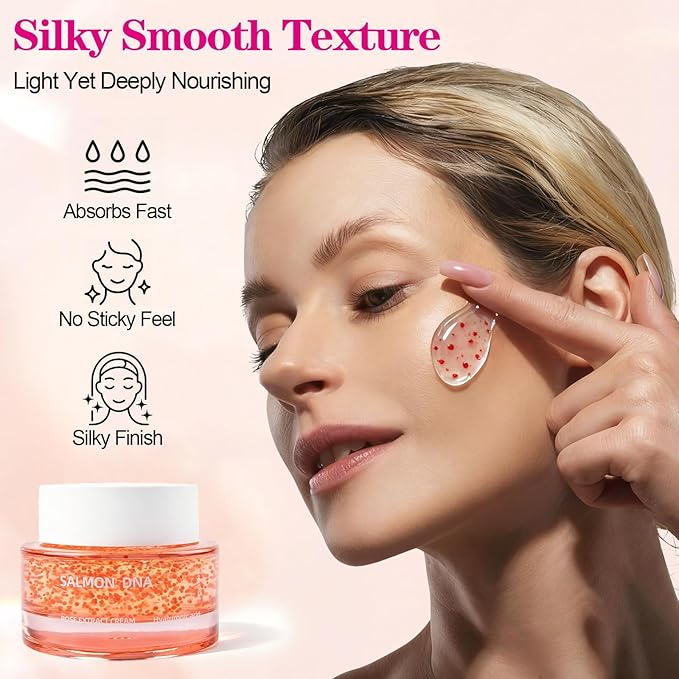 Salmon DNA PDRN Pink Collagen Capsule Cream - Lightweight Hydrating Gel Moisturizer with Niacinamide, Hyaluronic Acid, Glow Boost, Non-Sticky, Sensitive Skin