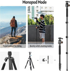 Fotopro 78" Camera Tripod, Aluminum Compact Travel Tripod and Monopod - Image 5