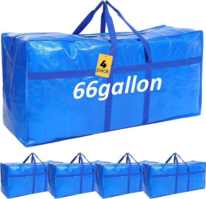4 Pcs 66 Gallon Large Moving Bags by Clysee