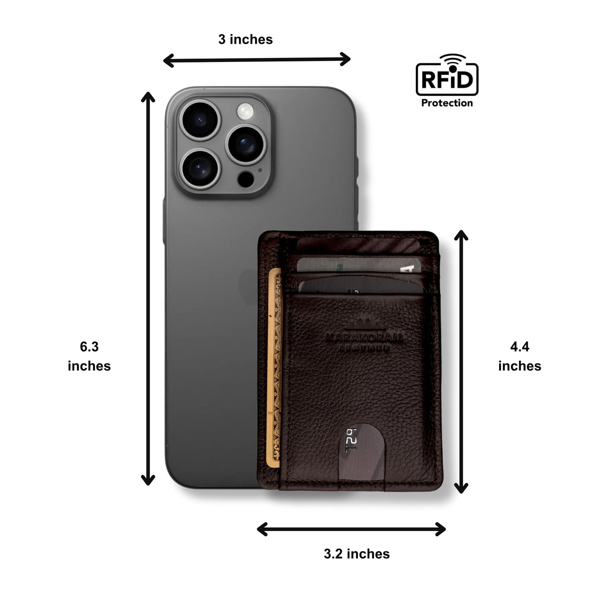 LEATHER Handcrafted Front Pocket Credit Card Holder with RIFD Blocking (Mountain Mocha)