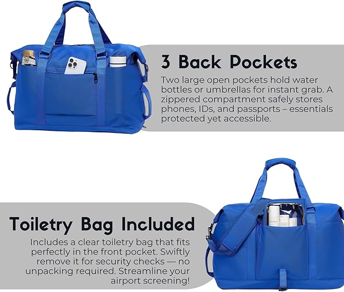 SUNNY BIRD Duffel with Utility Pouch, 40L Weekender Overnight Bag with Shoe - Image 8