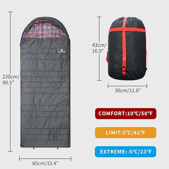 Polycotton Sleeping Bag for Adult&Kids, Cold&Warm Weather Large - Image 6
