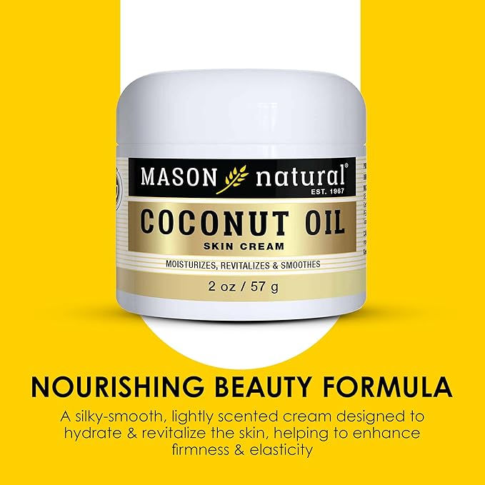 MASON NATURAL Coconut Oil Beauty Cream, Hydrating Moisturizer With Collagen for Smooth & Firm Skin, 2 oz