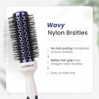 AIMIKE Nano Ionic Tech Small Round Brush, Ceramic Brush for Blow Drying, Styling and Boosting Volume, Natural Wood Handle - 1.4 Inch/35mm