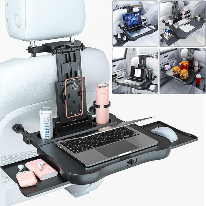 Car Back Seat Tray Table, Stable Foldable Auto Backseat Food Trays Desk by EverywhereWeGo