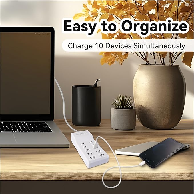 USB Charging Station, 10 Ports Family-Sized USB C Charger Block, USB Power Strip - Image 6