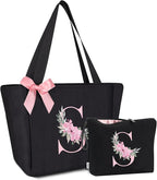 Vavabox Tote Bag, A-Z Initial Monogrammed Waterproof Tote Bag, Bridesmaid Gifts by Vavabox
