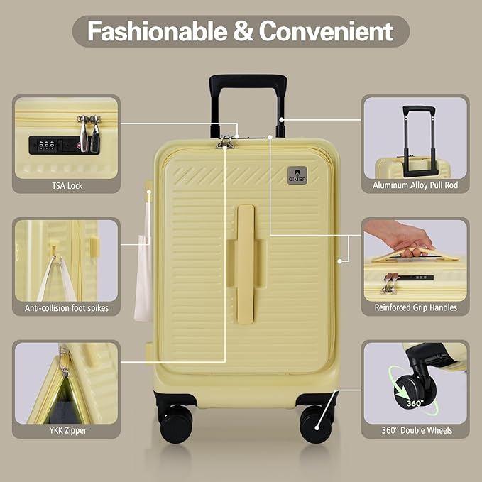 20 Inch Luggage with Spinner Wheels, Expandable Front Opening Suitcase 100% PC - Image 5