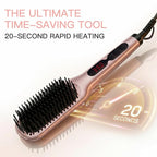 MEGAWISE Pro Ceramic Ionic Hair Straightener Brush for Home Salon | MCH Fast 20s Heating Tech with Auto-Off Safety | Anti-Scald with Universal Dual Voltage | Rotatable Power Cord
