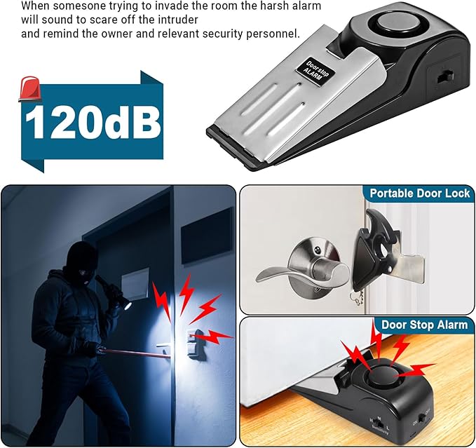 Upgraded Portable Door Lock & Door Stop Alarm, TOWODE Dual Protection Security - Image 2