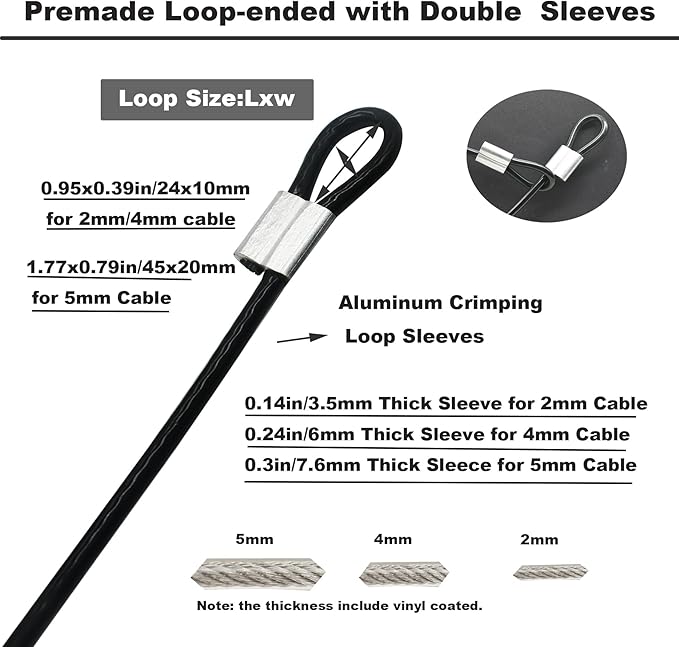 5 Pcs 4mm Wire 48 inch Vinyl Coated Stainless Steel Cable - Image 4