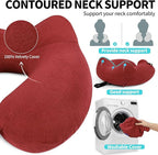 Inflatable Travel Neck Pillow for Airplane, Head Support Velvet Adult Neck - Image 3