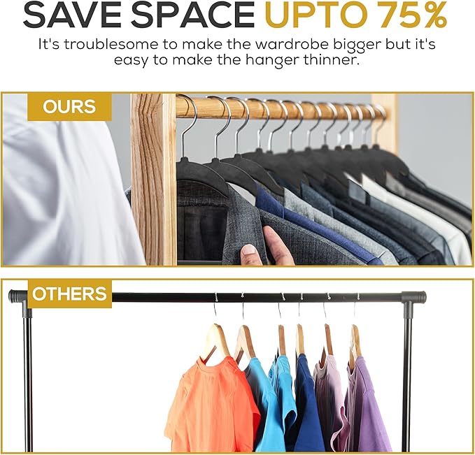 50 Pack New Premium Quality Velvet Hangers Ultra Thin Non Slip Adult Felt Space - Image 6