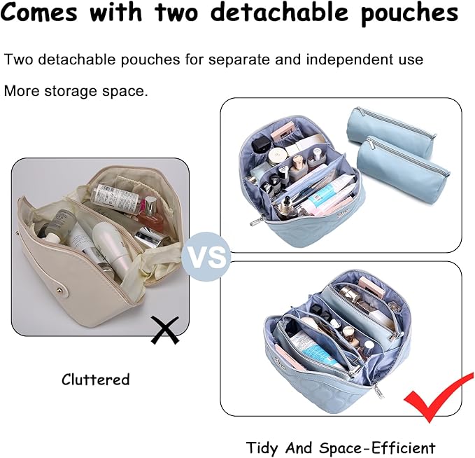 Travel Makeup Bags for Women Cosmetic Bag: Puffy Make up Bags Set of 3 - Image 6