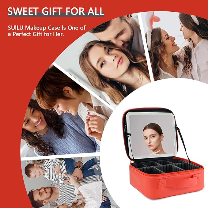 Makeup Bag with Led Mirror, Travel Makeup Organizer with 3 Color Setting - Image 6