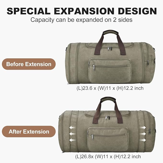 Felipe Varela 60L Duffle Bag for Men, Large Expandable Canvas Duffel Bag for - Image 2