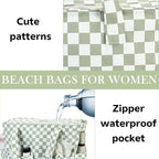 LEDAOU Beach Bag Waterproof Sandproof Women Tote Bag Pool Bag - Image 8