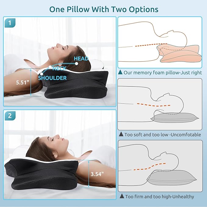 DONAMA Cervical Pillow for Neck Pain Relief, Contour Memory Foam Pillow - Image 4