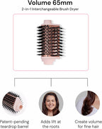 L'ANGE HAIR Multi-Volume Dryer Brush Attachment | Titanium Blow Dryer Brush Barrel for Volumizing & Styling | Tool Sold Separately | Attachment - Blush - Teardrop 65mm