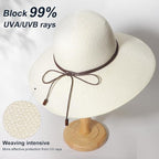 DRESHOW Beach Hats for Women Big Straw Wide Brim Summer Hat Floppy Foldable - Image 2