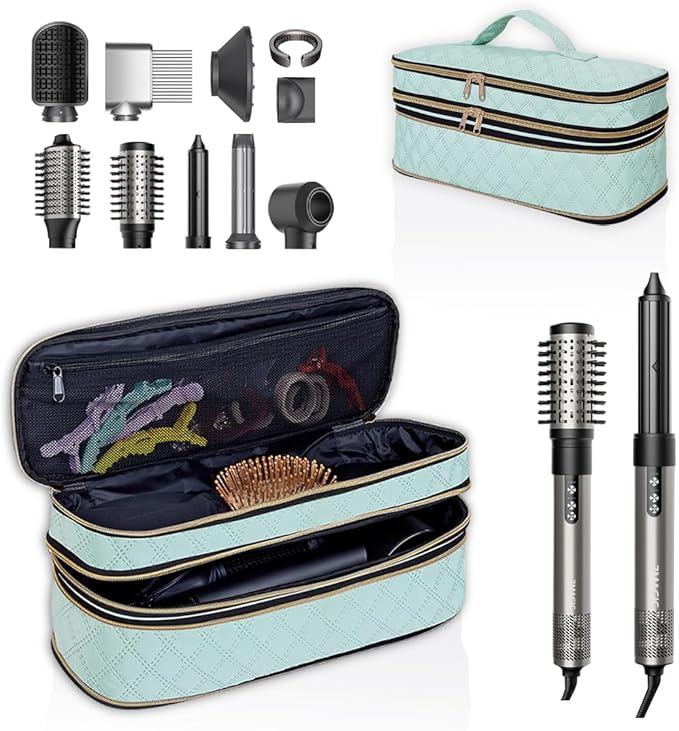 Hair Dryer Travel Carrying Case, Curling Iron Storage Bag, Slim Expandable Handheld Dual-Layer Travel Storage Bag for Dryer/Hair Tool Organizer/Style Organizer