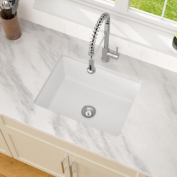 Dcolora 22 Inch Undermount Wet Bar Sink Single Bowl Modern Kitchen Sink White - Image 3