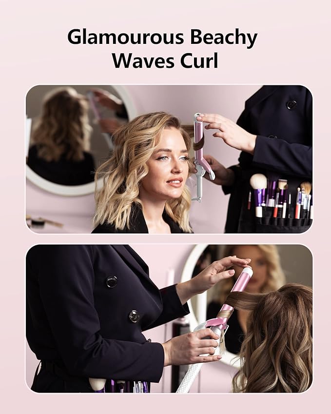 Digital Ceramic Curling Iron - 1 Inch Barrel for Bouncy Curls & Waves, Argan Oil Infused, Dual Voltage, Fast Heat Up