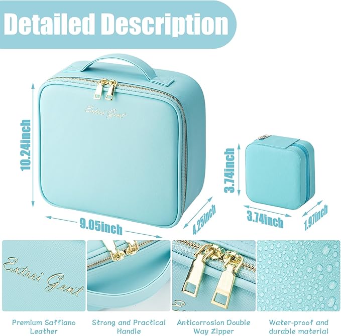 Makeup Travel Train Case with Mirror LED Light 3 Adjustable Brightness Large - Image 3