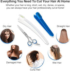 Hair Cutting Scissors, Hair Cutting Kit Women, DIY Home Hair Cutting Tools for Bangs Cutter, Layers, and Split Ends, Scissors for Cutting Baby Hair(Set of 3) Color Blue