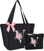 Vavabox Tote Bag, A-Z Initial Monogrammed Waterproof Tote Bag, Bridesmaid Gifts by Vavabox