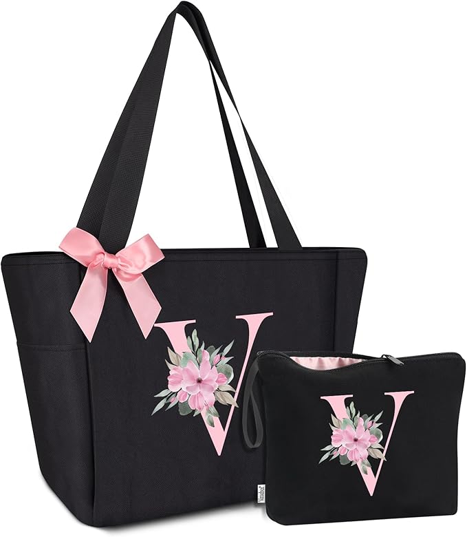 Vavabox Tote Bag, A-Z Initial Monogrammed Waterproof Tote Bag, Bridesmaid Gifts by Vavabox