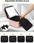 Travel Makeup Bag with LED Mirror Double Layer Makeup Case with Lighted Mirror - Image 4