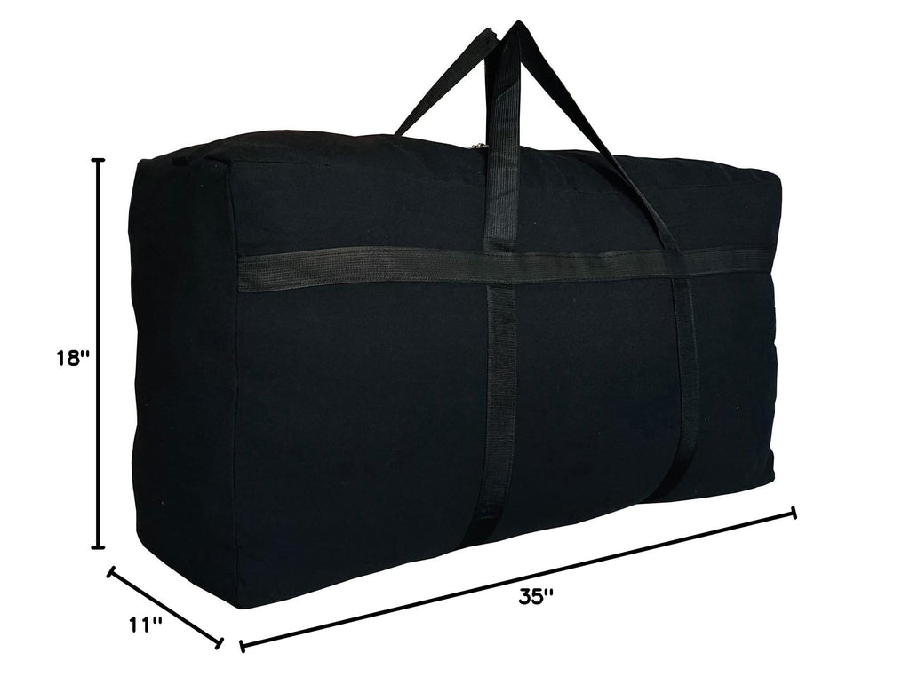 Extra Large Canvas Storage Duffle Bag (130L - 35"l x 11.8"w x 19"h / Canvas Black)