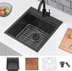 COMLLEN 17x19 Inch Black Drop in Bar Sink, 304 Stainless Steel Utility Kitchen - Image 2