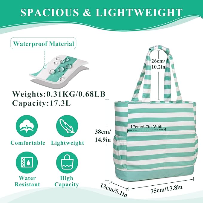 VASCHY Beach Bag for Women, Large Waterproof Sandproof Fold-able Packable Pool - Image 2