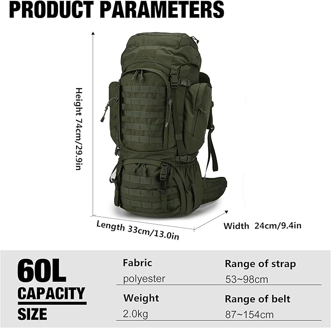 Mardingtop 60L Military Internal Frame Backpack - Image 2