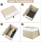 Large 22 Quart Linen Fabric Foldable Storage Bin Cube Organizer Basket - Image 3