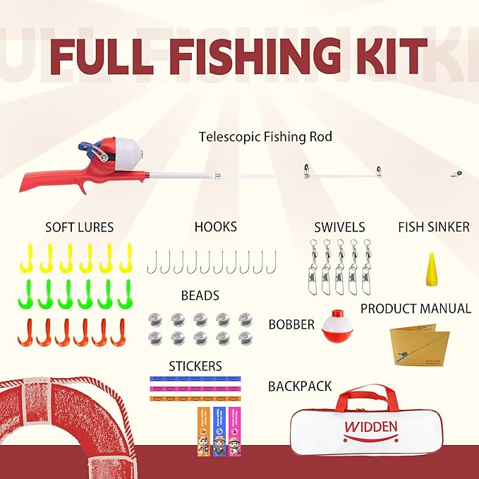 Kids Fishing Pole, Telescopic Fishing Rod, Toddler Collapsible Fishing Rod and - Image 8