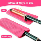 Shappy 2 Pcs Heat Resistant Hair Tools Bag Curling Iron Travel Case Cover Neoprene Flat Iron Holder Travel Case and Silicone Mat Pouch for Hot Hair Tools Storage Organizer(Solid Style)
