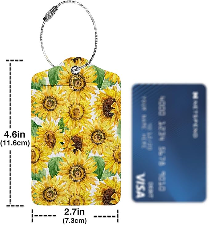Blooming Sunflowers 2 Pcs Luggage Tags, Privacy Cover ID Label - Image 4