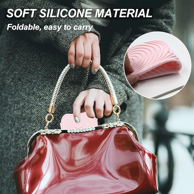 Heat Insulating Silicone Mat Pouch for Hair Straightener, Anti-Slip Travel Pad Cover for Curling & Flat Iron, Portable Styling Heat Mat Holder for Curler Wand and Hot Waver (Pink)