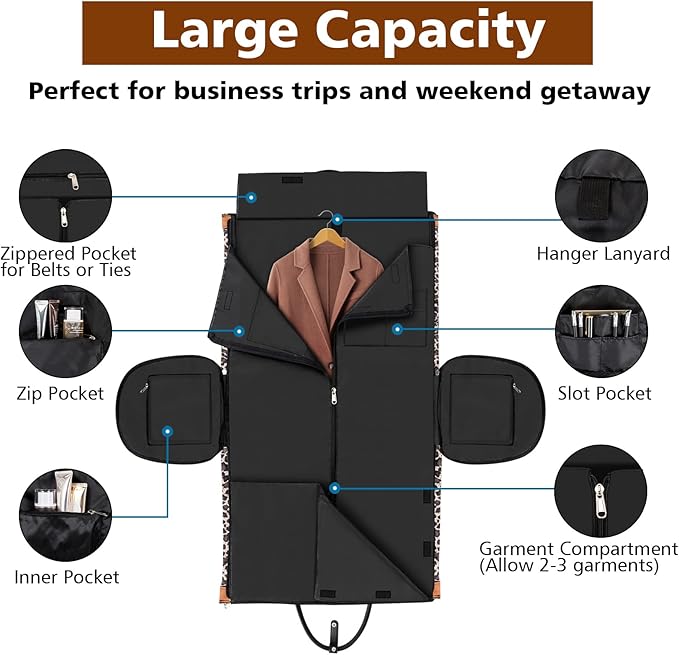 Garment Bag for Travel Convertible Carry On Garment Bag Large Travel Duffel - Image 4