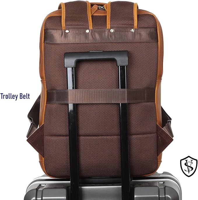 STAR VISTA Angelo 17.3" Vintage Full Grain Leather Laptop Backpack - Image 7