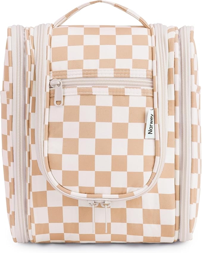 Narwey Small Checkered Hanging Travel Toiletry Bag - Image 2
