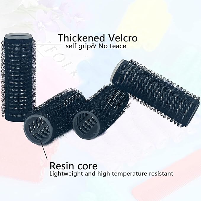 36PCS Self Grip Small Hair Curlers Heatless Roller Hair Curlers Pro Salon Hairdressing Curler DIY Curly Hairstyle Hair Rollers Tools Rat Tail Comb for Women Medium Short Hair(0.8x2.4in-black)